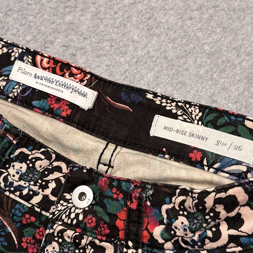 Pilcro and the Letterpress Mid-rise Skinny Jean 26 (28x28) Floral All Over Print - Picture 3 of 11